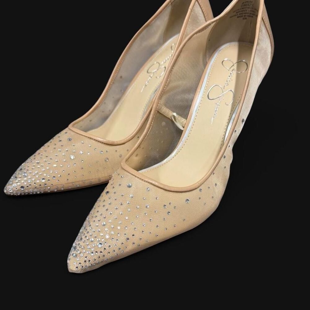 Jessica Simpson Nude Rhinestone Heels Size 11